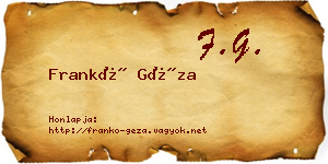 Frankó Géza névjegykártya