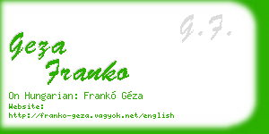 geza franko business card